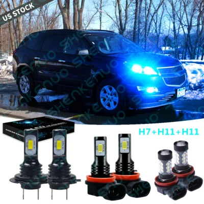 For 2013-2018 Chevy Traverse 8000K LED Headlight Hi/Lo + Fog Light Bulbs Combo - Image 1 of 4