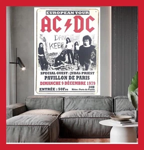 AFFICHE TOILE COTON POSTER ACDC AC DC PAVILLON DE PARIS 1979 EUROPE TOUR CONCERT - Imagen 1 de 2