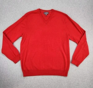 Maglione Bonobos uomo grande rosso extra fine sottile lana merino scollo a V manica lunga - Foto 1 di 12