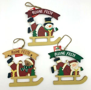 DECORAZIONE NATALIZIA IN LEGNO ECO NATALE 3 PEZZI PER ALBERO PORTA O REGALO - Imagen 1 de 1