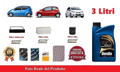 VARIE Kit Filtri Tagliando + Olio per Peugeot 107 Toyota Aygo Citroen C1 1.0 cc