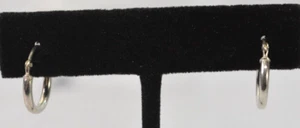 Nuovi orecchini a cerchio tubo lucido 14,8 x 2 mm leva posteriore argento sterling - Foto 1 di 8