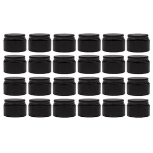 Black Mini Glass Balm Jars 24pk; 30ml/1oz Little Cosmetic Jars w/ Metal Lids - Picture 1 of 9