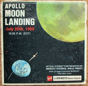 3 VIEW-MASTER 3D BILDSCHEIBEN - APOLLO MOON LANDING 1969 + BOOKLET