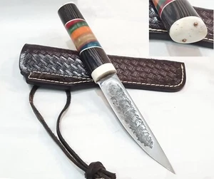 Coltello Yakut fatto a mano, coltello Yakutiano acciaio al carbonio bordo convesso mini coltello Yakut - Foto 1 di 8