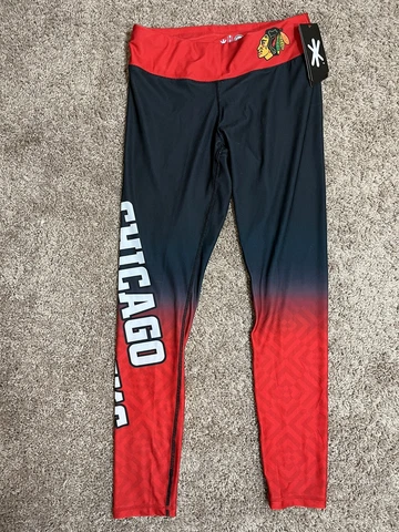 FOCO Women’s Chicago Blackhawks NHL Gradient Print Leggings Tights Sz Medium NWT Cover