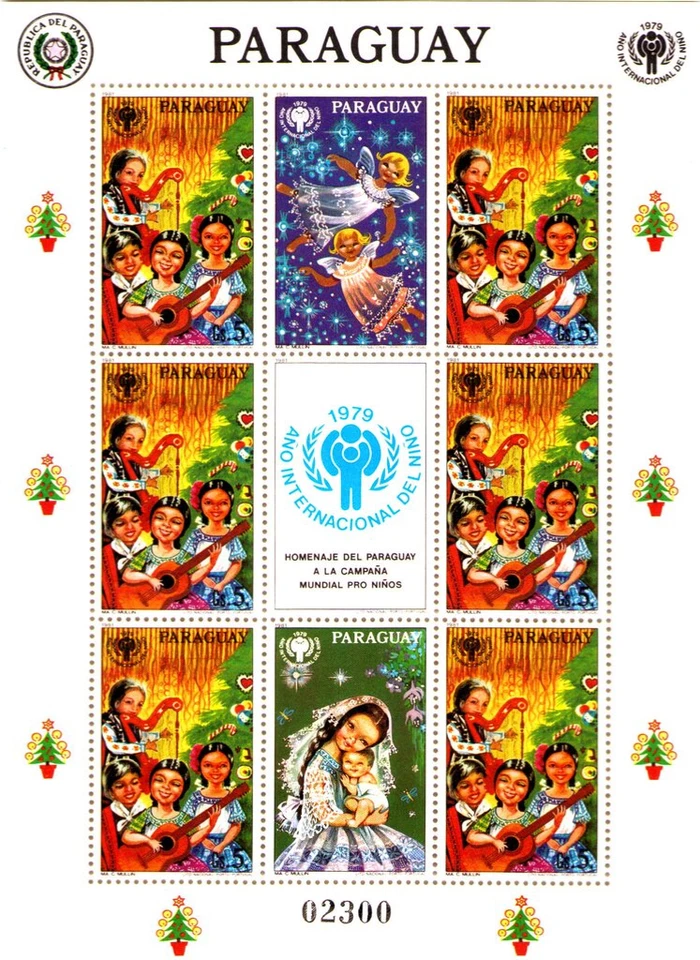 Paraguay #Mi3473 MNH M/S 1981 Child Year Harp Guitar Angels Carols Tree [2029] - Image 1 of 1
