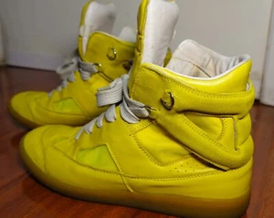 Maison Margiela Yellow Cutout Suede Mesh High Top Sneakers 2015 US 7/EU40/UK6.5 - Picture 1 of 20