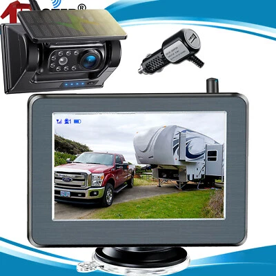2 Channel 5" Monitor Wireless solar magnetic Backup camera Rechargeable Battery - Image 1 of 4
