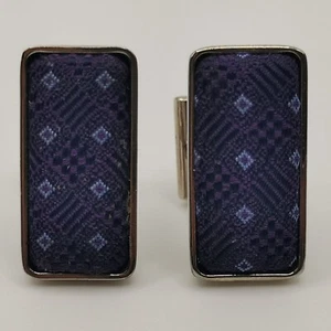 THOMAS PINK Cufflinks Vintage Enamel Silver Purple Fabric England Rare £110 RRP - Picture 1 of 6