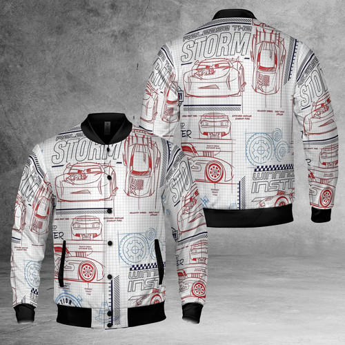 ALEXANDER MCQUEEN Giacca Pixar Cars Schematic Sketch Rosso e Blu Saetta McQueen