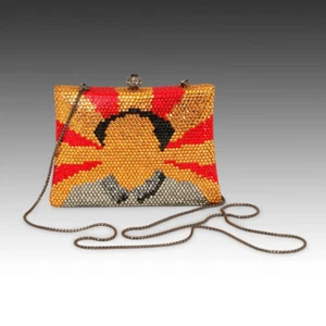 SAC À MAIN POCHETTE CONTEMPORAIN MAO ZEDONG CRISTAL SWAROVSKI ÉTUI ET BRACELET TREMPÉ - Photo 1/9