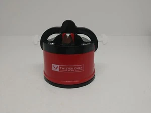 TWISTED CHEF KNIFE SHARPENER PULL DOWN SUCTION HANDLE.- Red - Picture 1 of 4