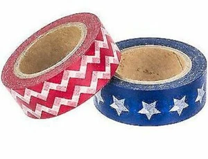 2 Rolls patriotic stars stripes Washi Tape Decorative Planner Supply journal - Picture 1 of 1