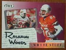 Rashaun Woods Rookie Card  2004 Sage HIT Write Stuff  #10 in the series of 15