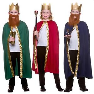 Kings Robe & Crown Set Kids Fancy Dress Queen Royal Cloak Unisex 85cm