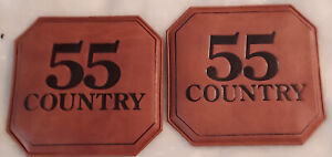 KSD 550 ST LOUIS RADIO "55 COUNTRY" LEATHER COASTERS (2)
