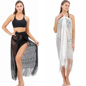 Sunscreen Shawl Lace Wrap Skirt Bikini Blouse Beach Dress Lace-up Plus Size - Picture 1 of 15