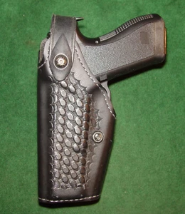 SAFARILAND 6280-83 Black Leather Basketweave LH Duty Holster - Glock 17, 22 - Picture 1 of 5