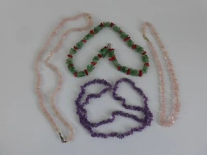 Steinschmuck Vintage Sammlung 4 Halsketten farbige Steine Schmucksteine (02) - Picture 1 of 12