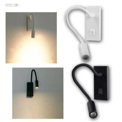LED Wand-Lese-Leuchte mit Schwanenhals + Schalter, Leselampe zum Lesen 2,7W/230V - Bild 1 von 4