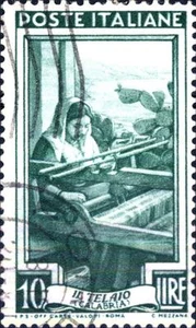 ITALIA REP. - 1950 - Serie "Italia al Lavoro" - Fil. Ruota - 10 L. - Calabria, - Picture 1 of 1