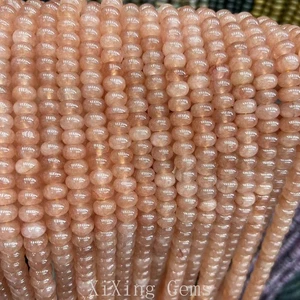 5x8mm High Quality Dyed Orange Sunstone Quartz Rondelle Beads for Jewelry Making - Bild 1 von 6
