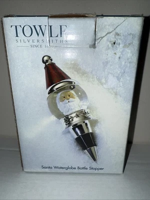 Toalla Plateada Santa Waterglobe Tapón Botella Nuevo Antiguo Stock Foto 1 de 4