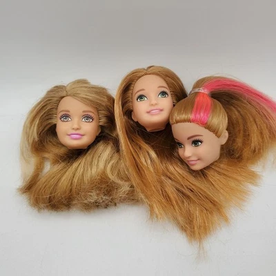 Barbie Sister Doll, Lot of 3 Stacie Heads, Blonde Green Eyes. One Was Cut - Image 1 of 4