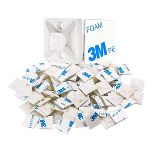 200 Stck. 1/2 Zoll Selbstklebende Kabel Reißverschluss Binder Halterungen Draht Kabel Clips Halter - Bild 1 von 4