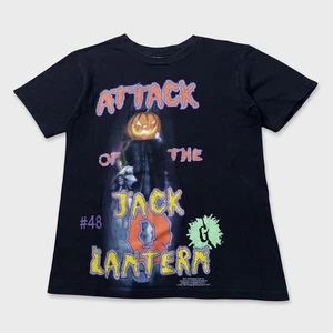 Vintage Goosebumps Shirt Boys Large Black 90s Attack of the Jack O Lantern Kids - Picture 1 of 8