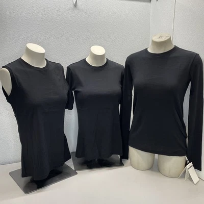 Женская футболка Jil Sander упаковка 3 шт. майка, футболка и хлопок с длинным рукавом размер M черная - Изображение 1 из 4