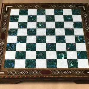 Chess Board Only Handmade Carved Solid Inlaid Chess Board 13.5" Christmas Gift🎁 - Picture 1 of 6
