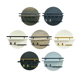 Key Holder Wall Mount Wood Wall Storage Shelf for Bathroom Entryway Kitchen - Picture 1 of 50