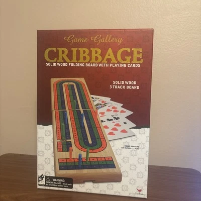 Cardinal Cribbage Set Solid Wood 3-Track Folding Board w/ Cards & Pegs NEW - Image 1 of 2