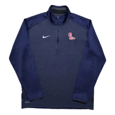 Ole Miss Rebels Nike Pullover Mens L Blue Coaches Team Issue 1/2 Zip - Image 1 of 4