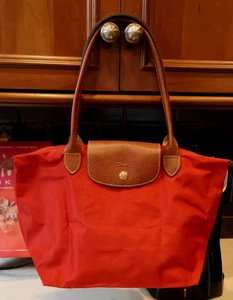 Bolso de Mano Rojo Longchamp Le Pliage PEQUEÑO MANGO LARGO Nylon MUY BONITO - Imagen 1 de 6