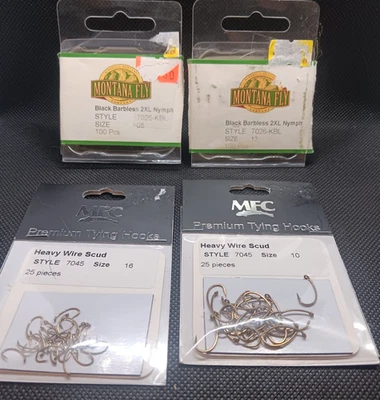 Ganchos para atar moscas MFC Premium - Lote de 4 paquetes - Ganchos para ninfas y scud - Gran valor - ¡Sin precio base!! Foto 1 de 3