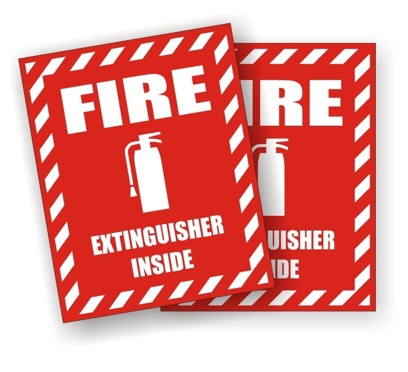 (2) Fire Extinguisher Inside Safety Decals Stickers | Truck Fleet Compliance