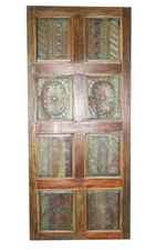 Vintage Door, Carved Barn Door Beautiful Hints of Green ,Floral Carved Original