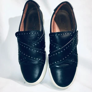 Frye Women's Black Nina Sneaker Shoes Leather Studded Slip-On Sz. 9M HOOK & LOOP - Picture 1 of 9