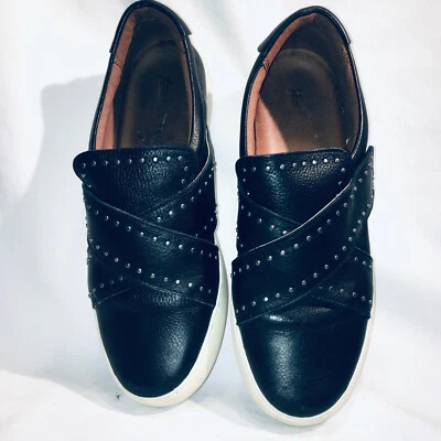 Zapatos Deportivos Frye Para Mujer Negros Nina Cuero Tachonado Sin Cordones Talla Gancho y bucle 9M Foto 1 de 4