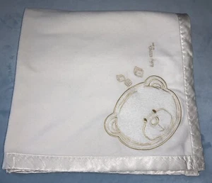 Baby Gund Bears White Blanket Satin Trim  - Picture 1 of 5