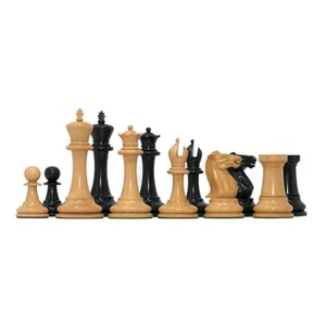 Emil Kemeny 1892-93 Reproduced Staunton 3.75" Chessmen in Non-Antiqued/Ebony - Picture 1 of 12