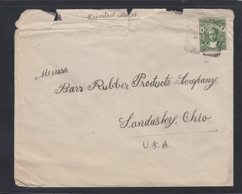 1923 ZANZIBAR to USA cover - damaged at top Cover