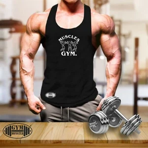 Muscles Gym Vest Gym Clothing Bodybuilding Training Workout Boxing Men Tank Top - Picture 1 of 10