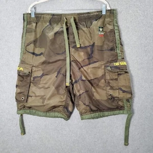 US Army Racing Men Shorts Medium Green Camo Cargo Logo Embroidered Outdoor READ - Picture 1 of 17