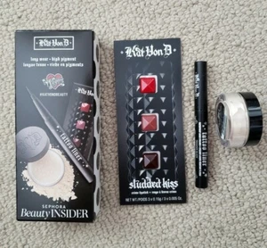 New Kat Von D Tatoo Liner, Setting Powder, and Lipstick Sampler, 3 piece set - Picture 1 of 2