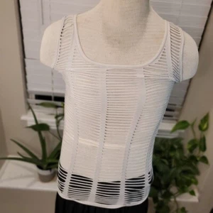 Generic Women's Size Small Holed White Mesh Tank Top - Picture 1 of 1