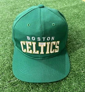 Vtg Boston Celtics Embroidered Spell Out Hat Starter Snap Back - Picture 1 of 8